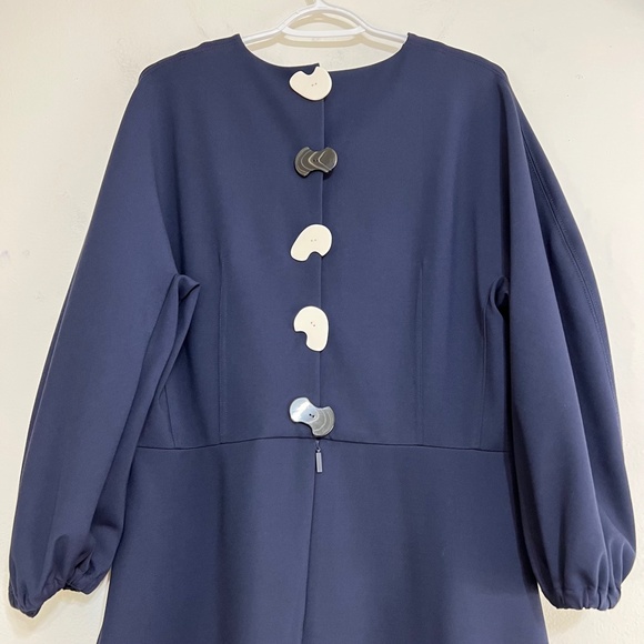 Tibi Navy Sculpted Button Back Stretch Dress SZ 12 - Picture 9 of 12